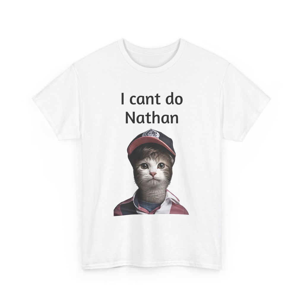 I Cant Do Nathan Tee — Funny Vintage Baseball Kitten T-Shirt