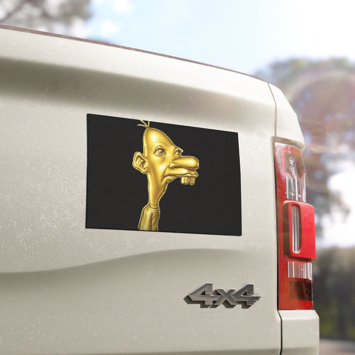 Gold Cartoon Character Car Magnet | Quirky Face Vehicle Magnet