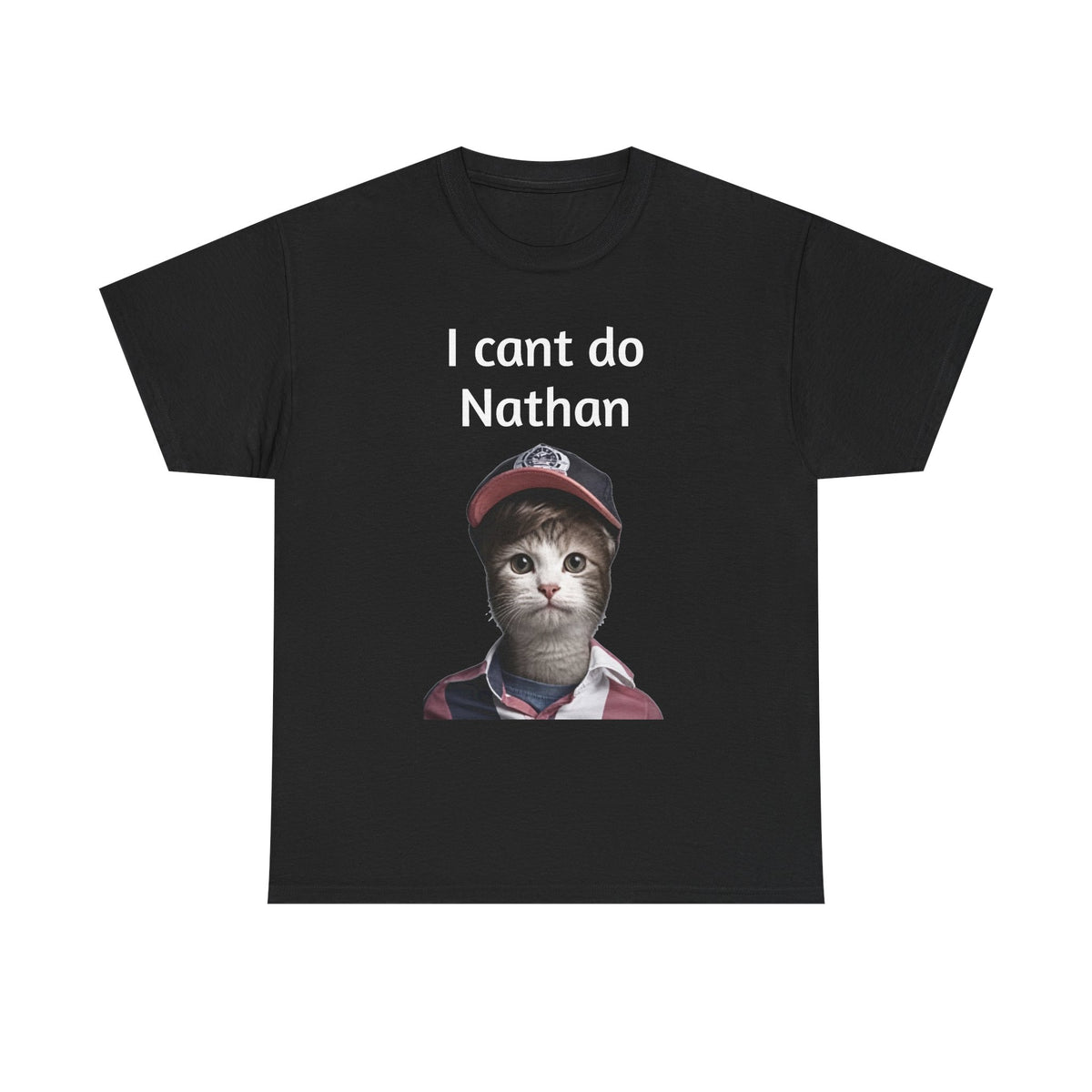 I Cant Do Nathan Tee — Funny Vintage Baseball Kitten T-Shirt