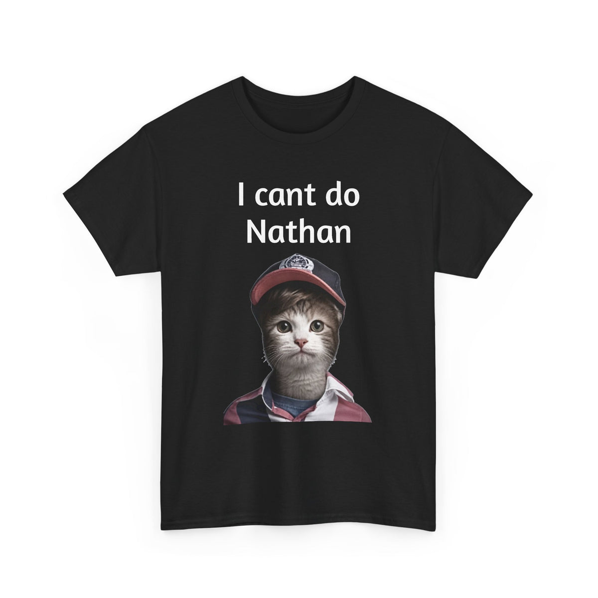I Cant Do Nathan Tee — Funny Vintage Baseball Kitten T-Shirt