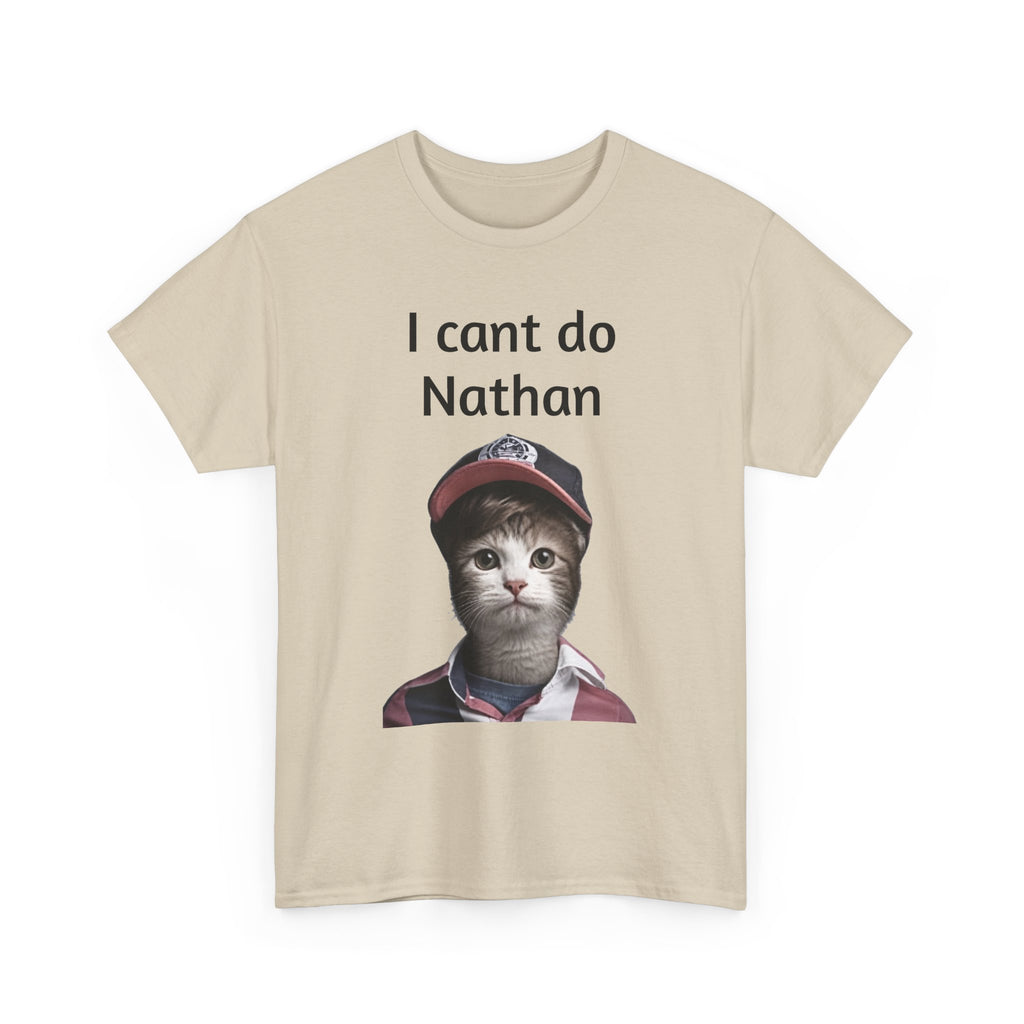 I Cant Do Nathan Tee — Funny Vintage Baseball Kitten T-Shirt