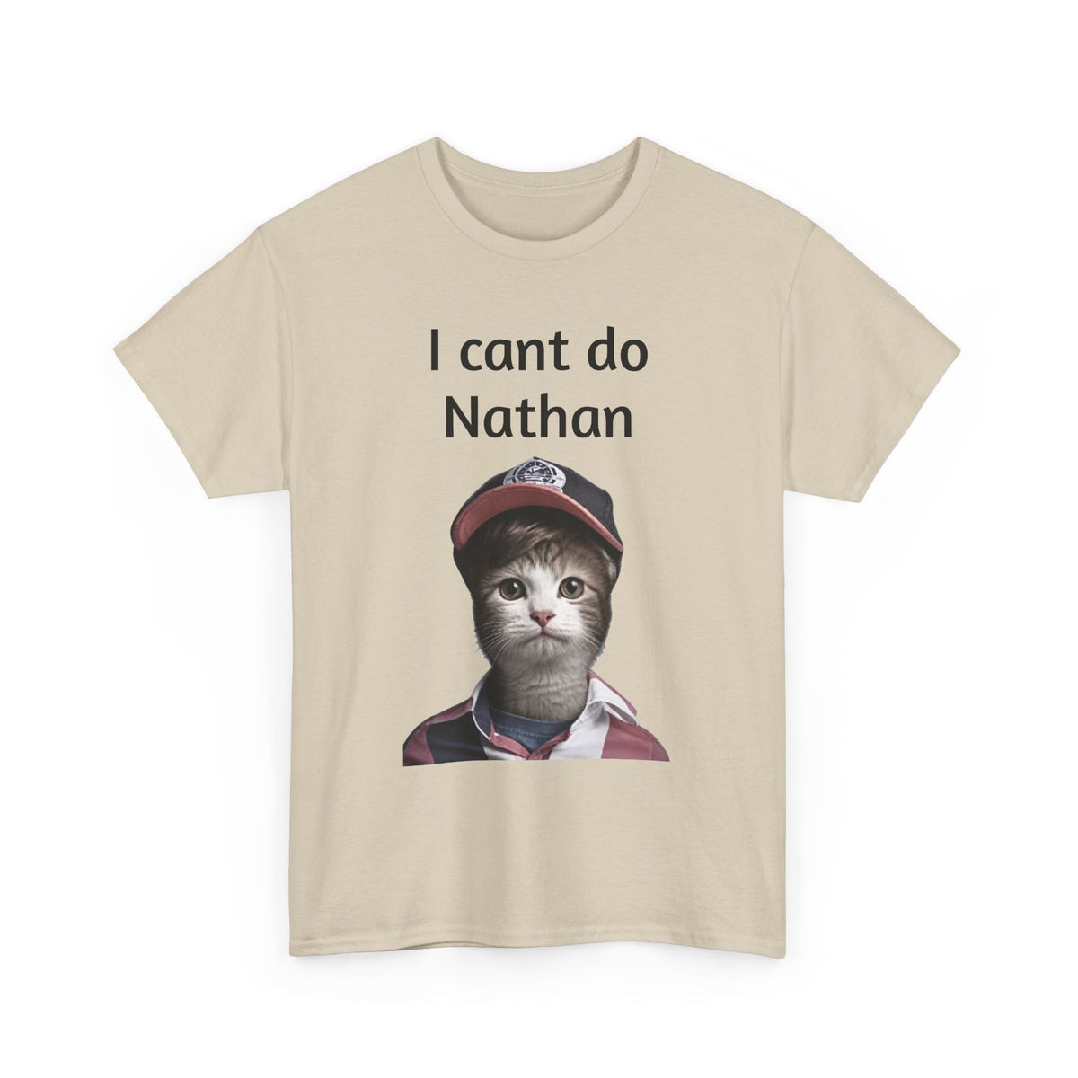 I Cant Do Nathan Tee — Funny Vintage Baseball Kitten T-Shirt