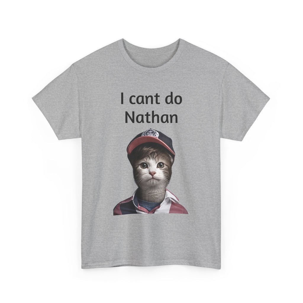 I Cant Do Nathan Tee — Funny Vintage Baseball Kitten T-Shirt