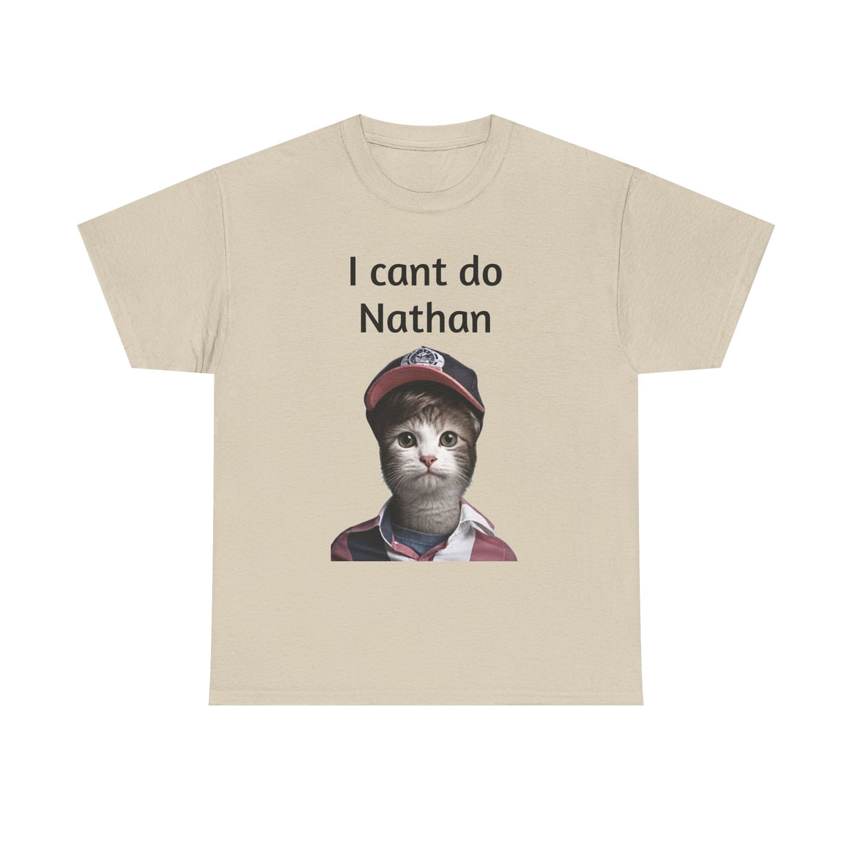 I Cant Do Nathan Tee — Funny Vintage Baseball Kitten T-Shirt
