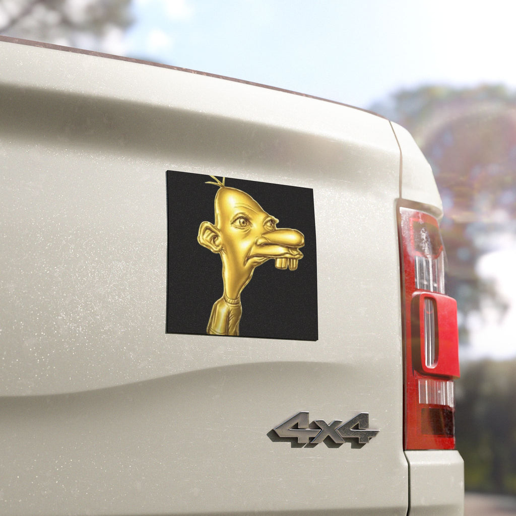 Gold Cartoon Character Car Magnet | Quirky Face Vehicle Magnet