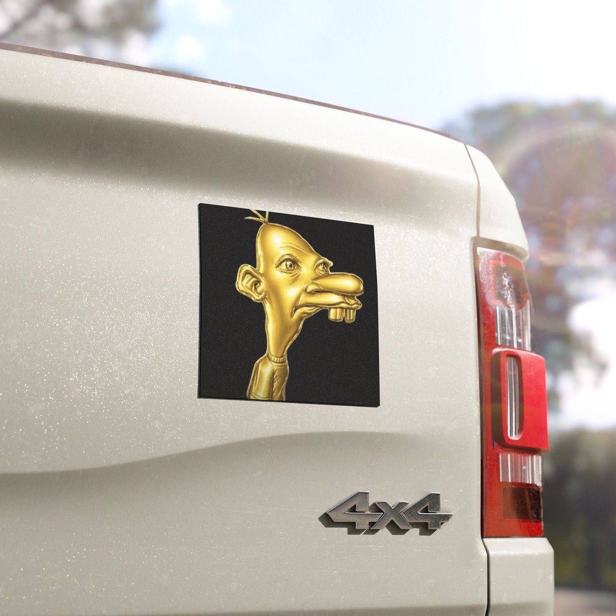 Gold Cartoon Character Car Magnet | Quirky Face Vehicle Magnet