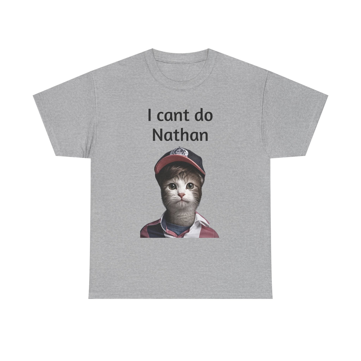 I Cant Do Nathan Tee — Funny Vintage Baseball Kitten T-Shirt