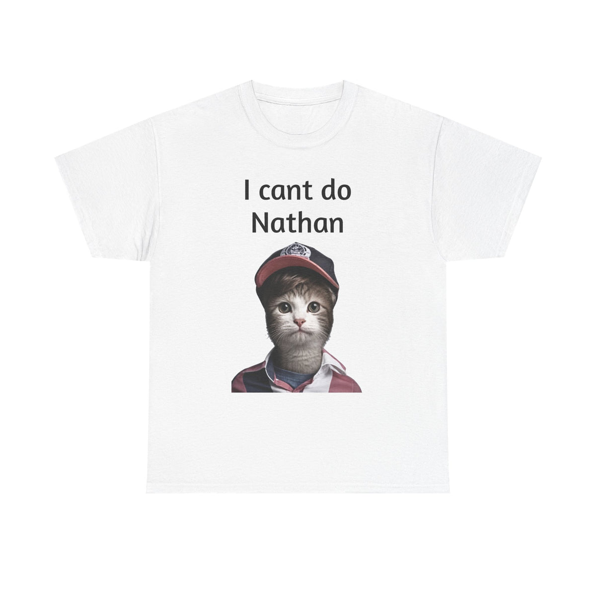 I Cant Do Nathan Tee — Funny Vintage Baseball Kitten T-Shirt