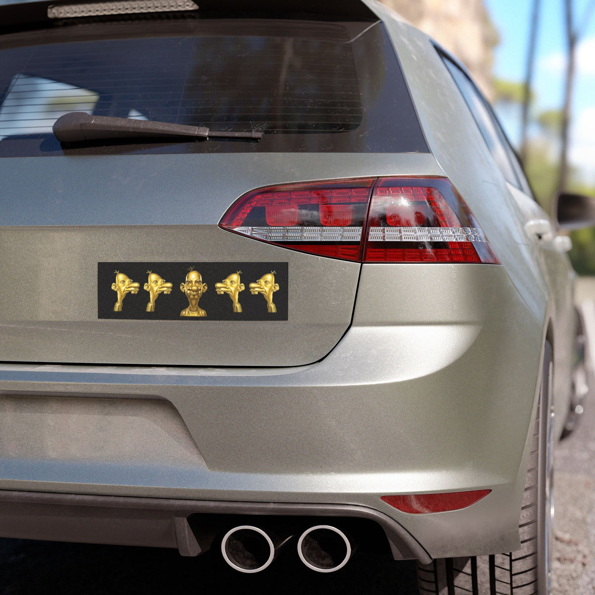 Gold Cartoon Character Car Magnet | Quirky Face Vehicle Magnet