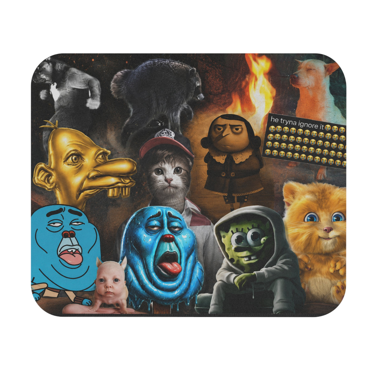 Meme Collage Mouse Pad | Eclectic Internet Characters, Dark Humor