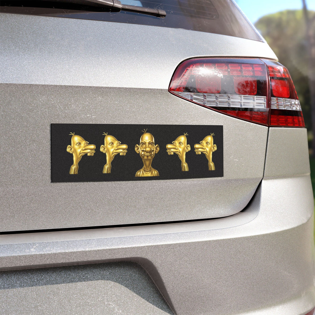 Gold Cartoon Character Car Magnet | Quirky Face Vehicle Magnet