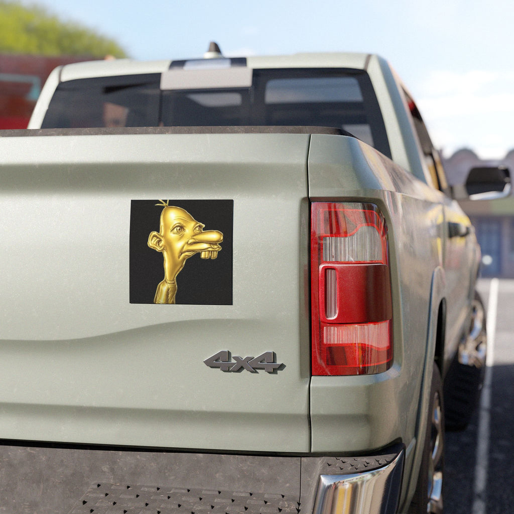 Gold Cartoon Character Car Magnet | Quirky Face Vehicle Magnet