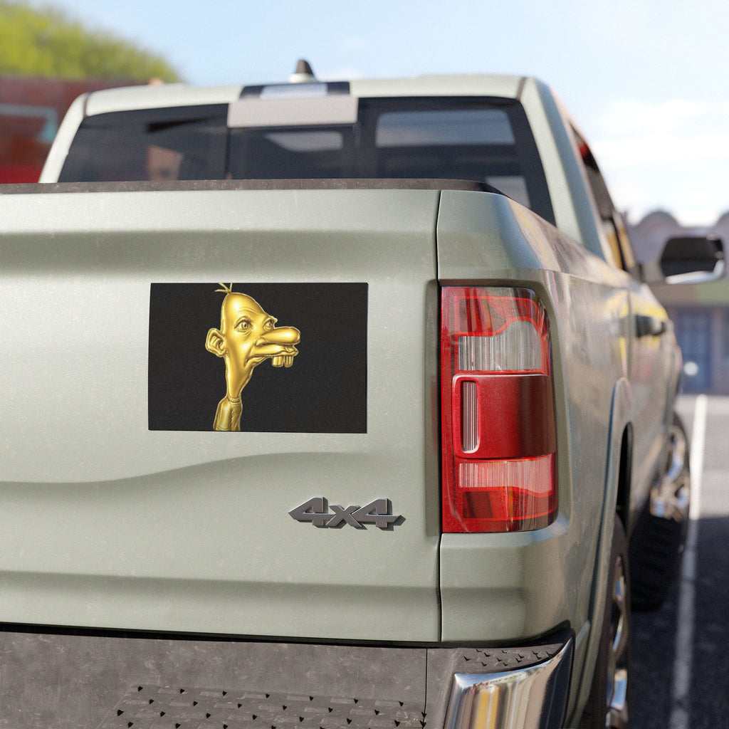 Gold Cartoon Character Car Magnet | Quirky Face Vehicle Magnet